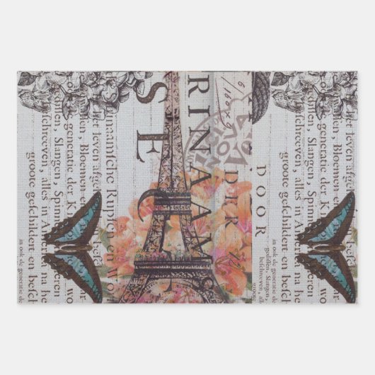 krantenscripts Parijs eiffeltoren Inpakpapier Vel (Voorkant)