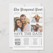 Krantenstijl Fun 3 Foto's sparen de datum Save The Date (Voorkant)