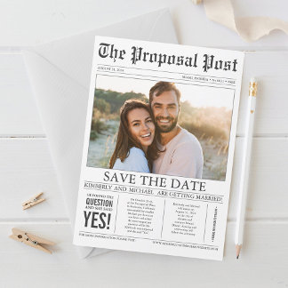 Krantenstijl Fun Sparen de Foto van de Datum Save The Date