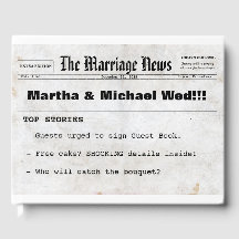 Krantenthema bruiloft gastenboek