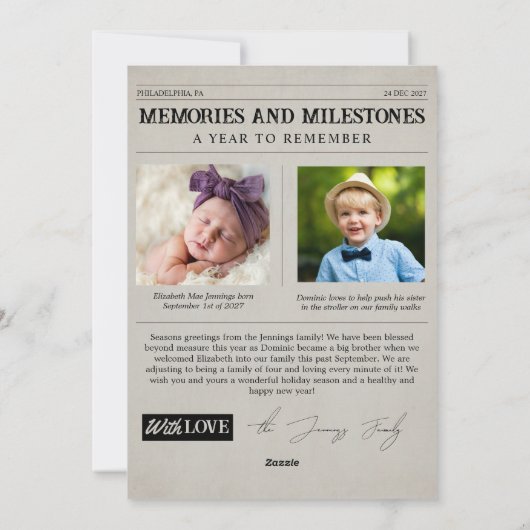 Krantfoto Moderne Kerst Platte Kerstkaart (Achterkant)