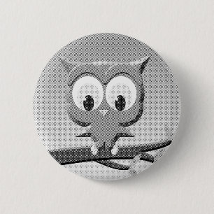 Krantpapieruil in zwart-wit ronde button 5,7 cm
