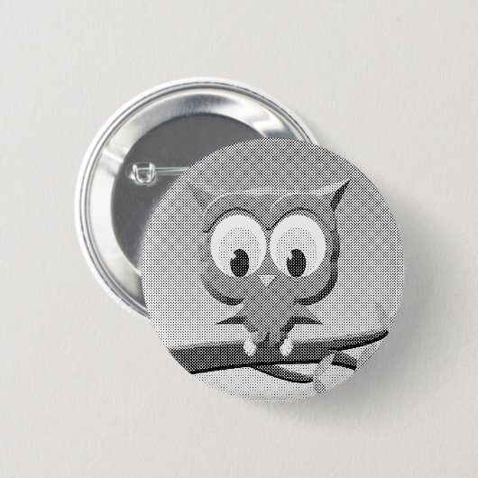 Krantpapieruil in zwart-wit ronde button 5,7 cm (Voorkant /achterkant)