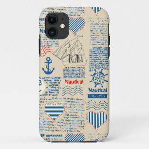 Krantpatroon in nautische stijl iPhone 11 hoesje