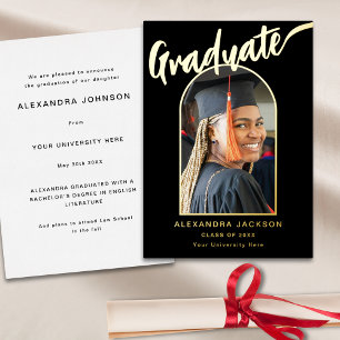 Kras Foto Elegant Schrift Goud Folie Uitnodiging