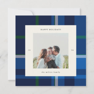 Kras foto met ruitjesmotief voor preppy liefhebber feestdagenkaart