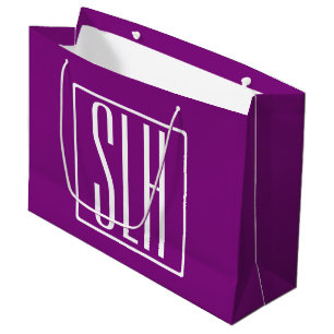 Kras Modern 3 Initiaal Monogram Wit & Paars Groot Cadeauzakje
