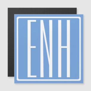 Kras Modern 3 Initiaal Monogram Zachte Blauwe Magnetische Uitnodiging