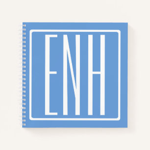 Kras Modern 3 Initiaal Monogram Zachte Blauwe Notitieboek