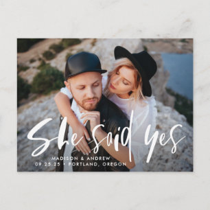 Kras script 'Ze zei ja' foto save the date Aankondigingskaart