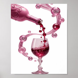 Kras Zilver ROZE WIJN Print