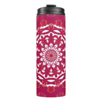 Krasbold Mandala-print | Karmozijn & Zwarte Geome Thermosbeker