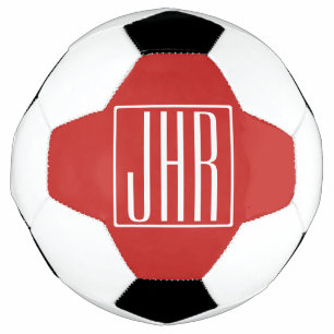 Krasmodern 3 Initiaal Monogram Wit Op Rood Voetbal