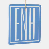 Krasmodern 3 initiële monogram | Zachte Blauwe Keramisch Ornament (Rechts)