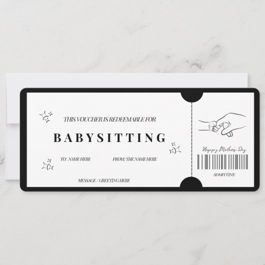 Krass Minimalistische Babysitvouchercode Kaart (Voorkant)