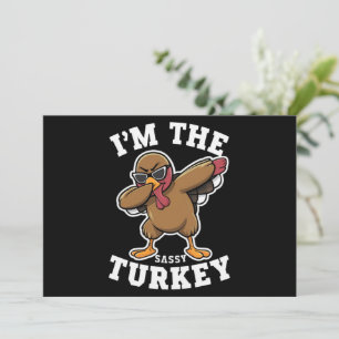 Krasse Kalkoenen Overeenkomstige Familie Thanksgiv Kaart