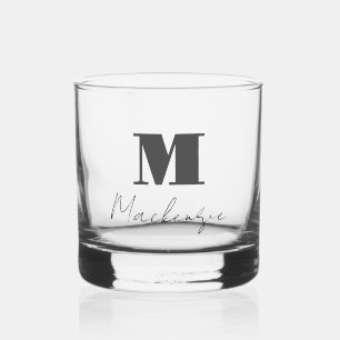 Krasse Monogram Initiaal Fantasie Schrift Aangepas Whisky Glas