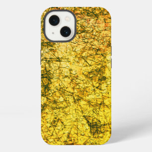 Krassen op een licht gespikkelde okergele achtergr iPhone 13 hoesje