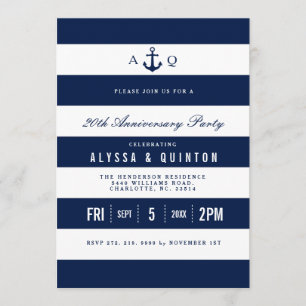 Krassend maritiem thema jubileumfeest uitnodiging