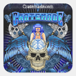 Kratemade gevleugelde schedel Art Design sticker 2
