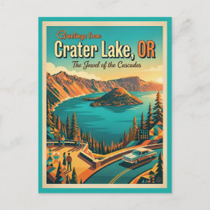 Krater Lake Oregon Vintage Stijl Briefkaart
