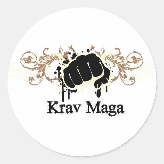 Krav Maga Punch Ronde Sticker (Voorkant)