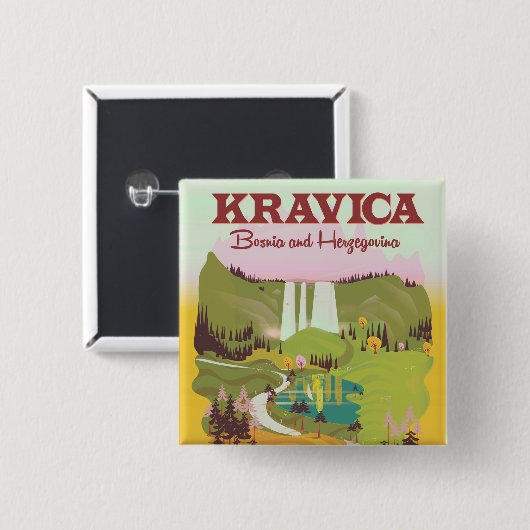 Kravica Waterfall Bosnië en Herzegovina Vierkante Button 5,1 Cm (Voorkant /achterkant)