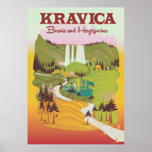 Kravica-watervallen Bosnië en Herzegovina Poster