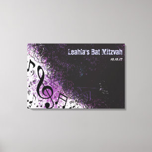 KRAZY MUSICAL NOTES Bar Mitzvah Sign-In Board Canvas Afdruk