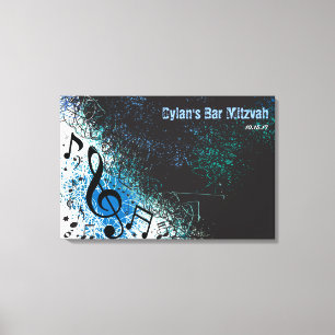 KRAZY MUSICAL NOTES Bar Mitzvah Sign-In Board Canvas Afdruk