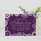 KRAZY POLKA DOT Bat mitzvah Invitation Violet (Debout devant)