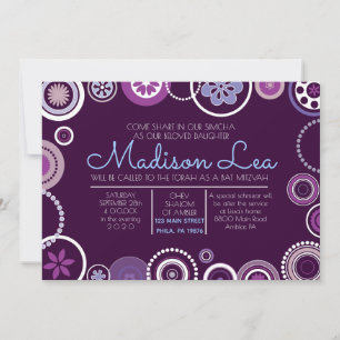 KRAZY POLKA DOT Bat mitzvah Invitation Violet