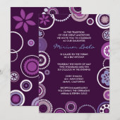KRAZY POLKA DOT Bat mitzvah Invitation Violet (Devant / Derrière)