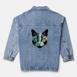 Kreative Katzenkopf Illustration Denim Jacket