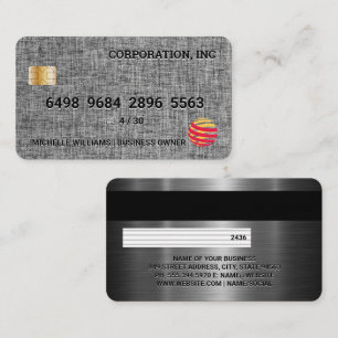KredietKaart Linen Fabric Metaal Visitekaartje