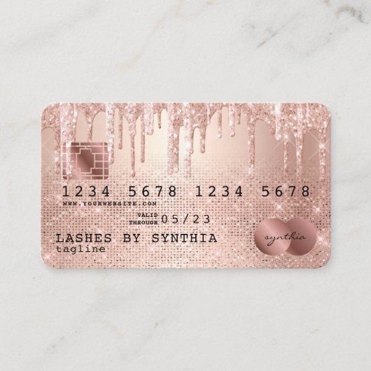 Kredietkaart met styreen Roos Gold Glitter-schijve Visitekaartje (Voorkant)