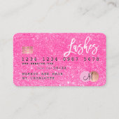 Kredietkaart neon roze glitter zweert monogram visitekaartje (Voorkant)