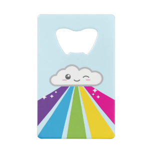 Kredietkaart voor Kawaii Cloud en Rainbow Open Flessenopener