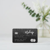 Kredietkaarthaar make-up zwart glitter monogram visitekaartje (Staand voorkant)