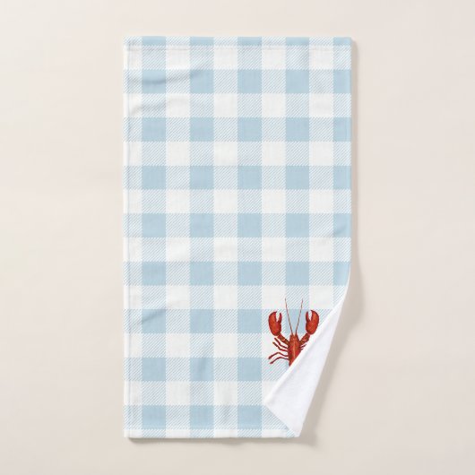Kreeft Blauw Check Gingham Patroon Badhanddoek Set Bad Handdoek (Handdoek)