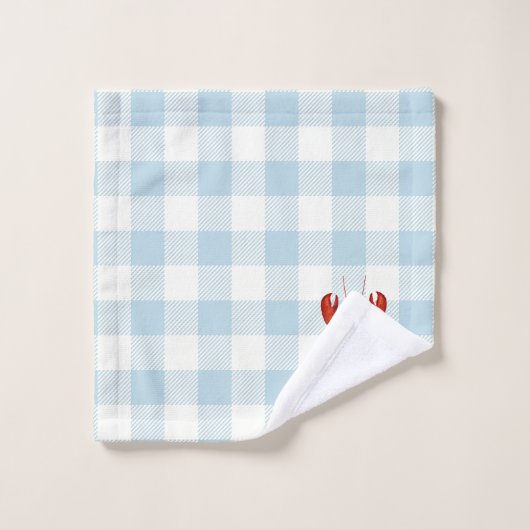 Kreeft Blauw Check Gingham Patroon Badhanddoek Set Bad Handdoek (Wasdoekje)