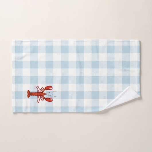 Kreeft Blauw Check Gingham Patroon Badhanddoek Set Bad Handdoek (Handdoek)