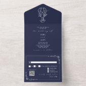  kreeft blauw QR RSVP Boerderij bruiloft All In One Uitnodiging (Binnen)