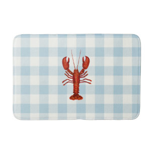 Kreeft Blue Gingham Check Coastal Badmat