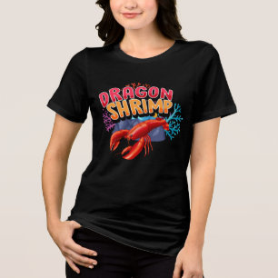 Kreeft Cartoon Personage Draak Garnalen Banner Ont Tri-Blend Shirt