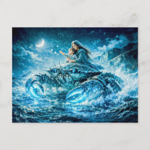 Kreeft Dierenriem met Moeder en Kind reikend naar  Briefkaart