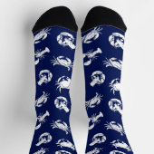Kreeft en krab marine blauw en wit patroon sokken (Top)