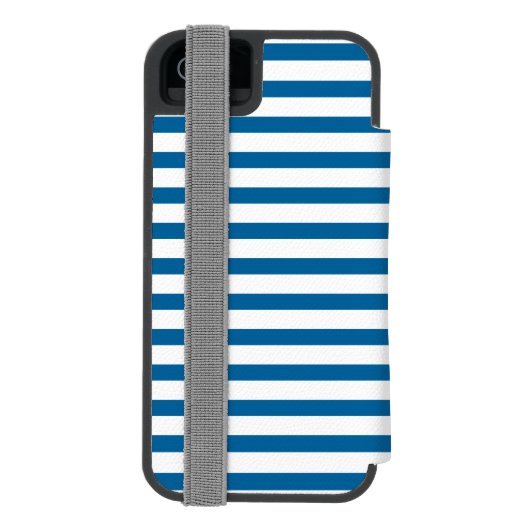 Kreeft gepersonaliseerde blauw-witte streep incipio iPhone portemonnee hoesje (Agenda Achterkant)