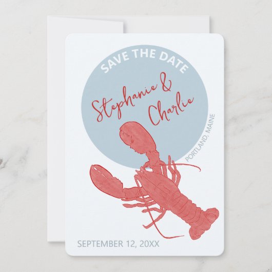 kreeft maine bruiloft bewaar de datum kaart (Voorkant)