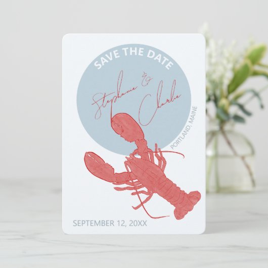 kreeft maine bruiloft bewaar de datum kaart (Staand voorkant)